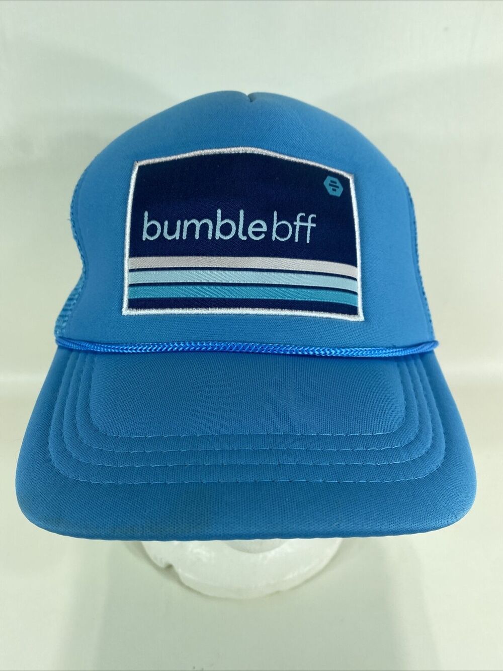 Bumble BFF App Corduroy Logo Mesh Blue Trucker Hat Snapback Cap